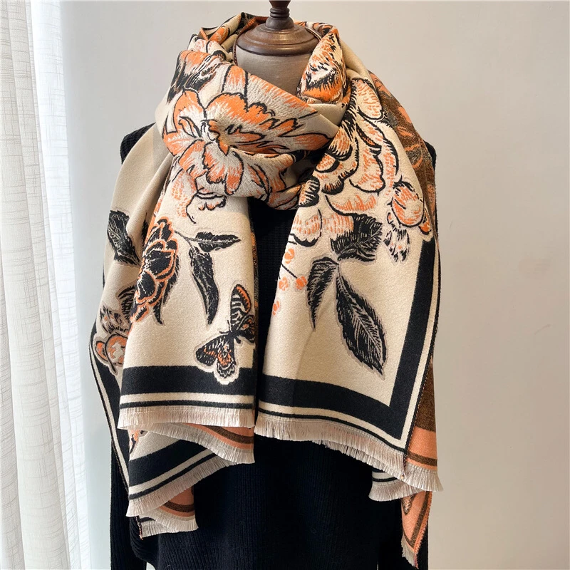 

Дизайнерский шейный платок, шарф для женщин, модные зимние теплые кашемировые шарфы, шаль, палантин, Женская бандана, одеяло