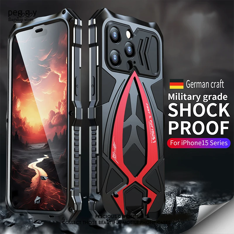 All Inclusive Metal Phone Case For iPhone 13 14 15 Pro Max 15 14 Plus For Samsung S23Ultra S22Ultra Shockproof Armor Phone Cover