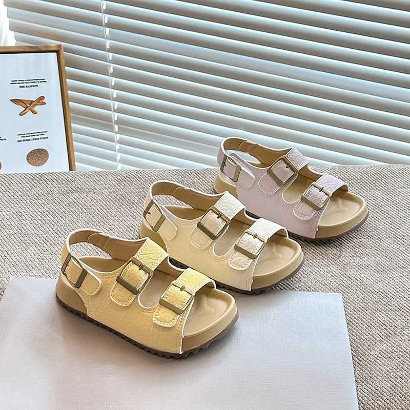 Summer Classic Kids Open-Toe Sandals Non-slip Boys Girls Fashion Beach Sandals Breathable Outdoor Children School Flat Sandals