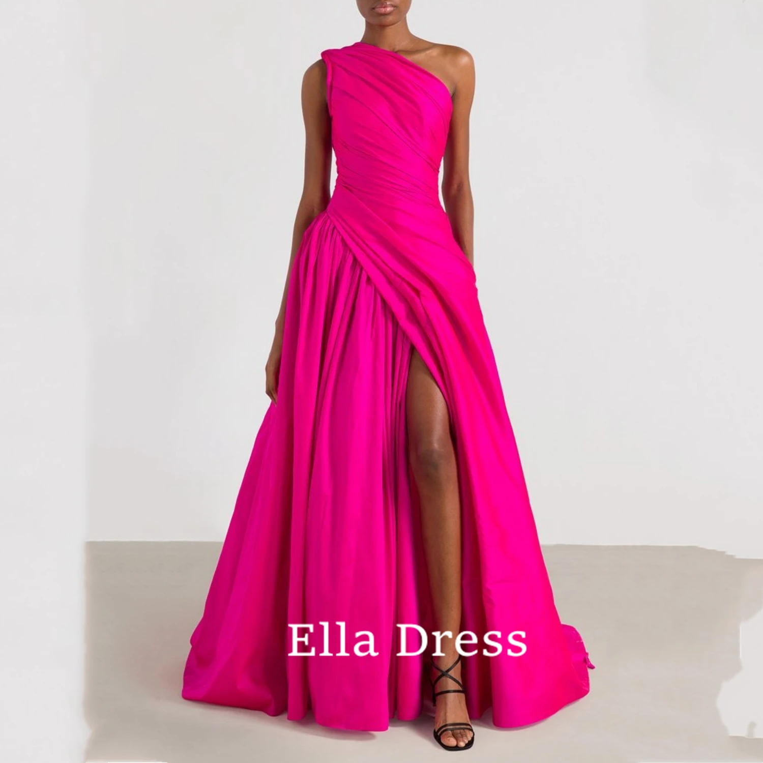 

Ella Dark Pink One Shoulder Satin Side Slit Evening Dress Graduation Dress Elegant Party Dresses for Women 2024 Ball Gowns Prom