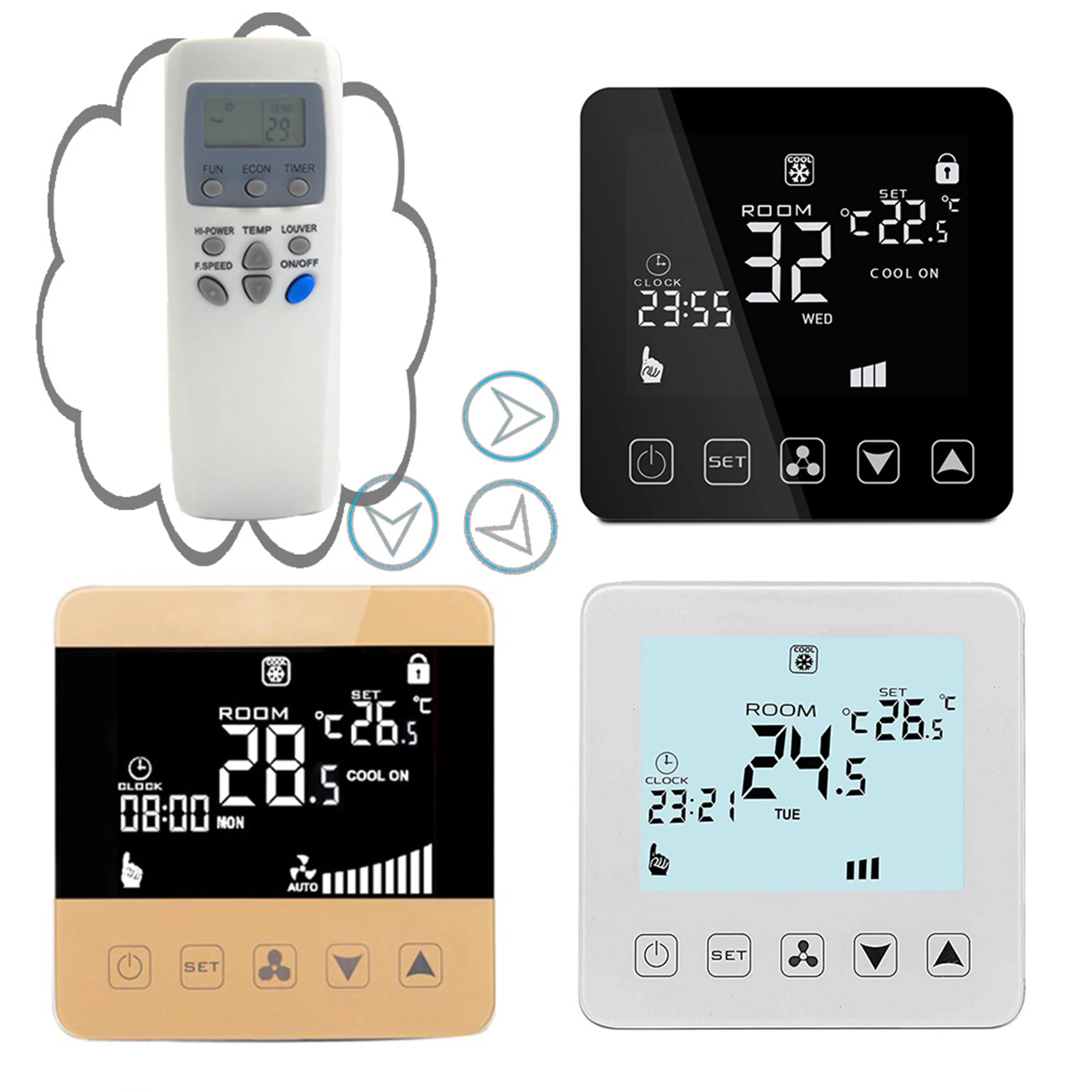 2p 4p Remote Control Programmable Room Thermostat for Cooling/Heating  Temperature 3-Speed Fan Coil Units NC/NO Valve - AliExpress