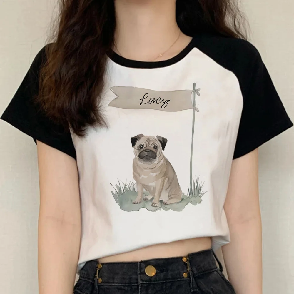 

Pug t shirt women manga comic t shirt girl anime y2k funny clothing