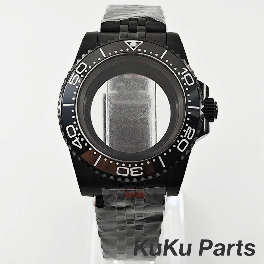 Black Purple GMT Bezel Watch Case with PVD Black Jubilee Bracelet and Sapphire Crystal