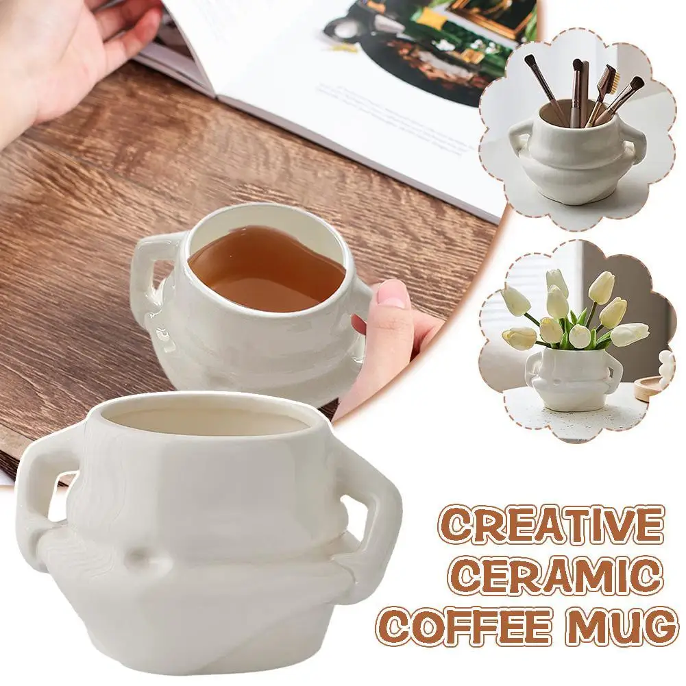

Creative Funny Ceramic Coffee Milk Mug Human Body Cross Waist Water Cup Ceramic Cup For Office Gift Thick Belly Fun Mug