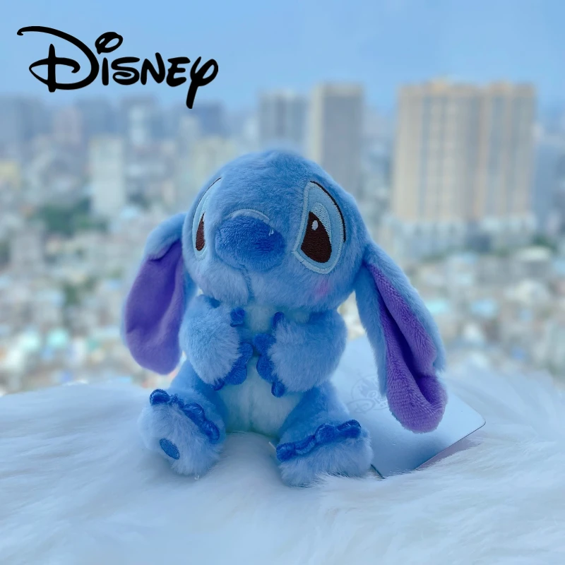 Disney Anime Lilo & Stitch Japanese Cartoon Doozing Donald Duck Plush Pendant 12CM Cute Stitch Plush Doll Small Accessories valorant balisong weapon singularity knife 12cm metal keychain tactical military knife model game japanese catanas of kids toy