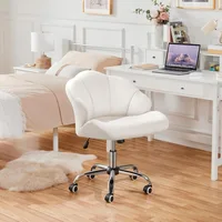 Cute Velvet Desk Chair Shell-Shaped Back Vanity Chairs Modern Swivel Desk with Wheels Adjustable Height for Home Office Bedroom 2