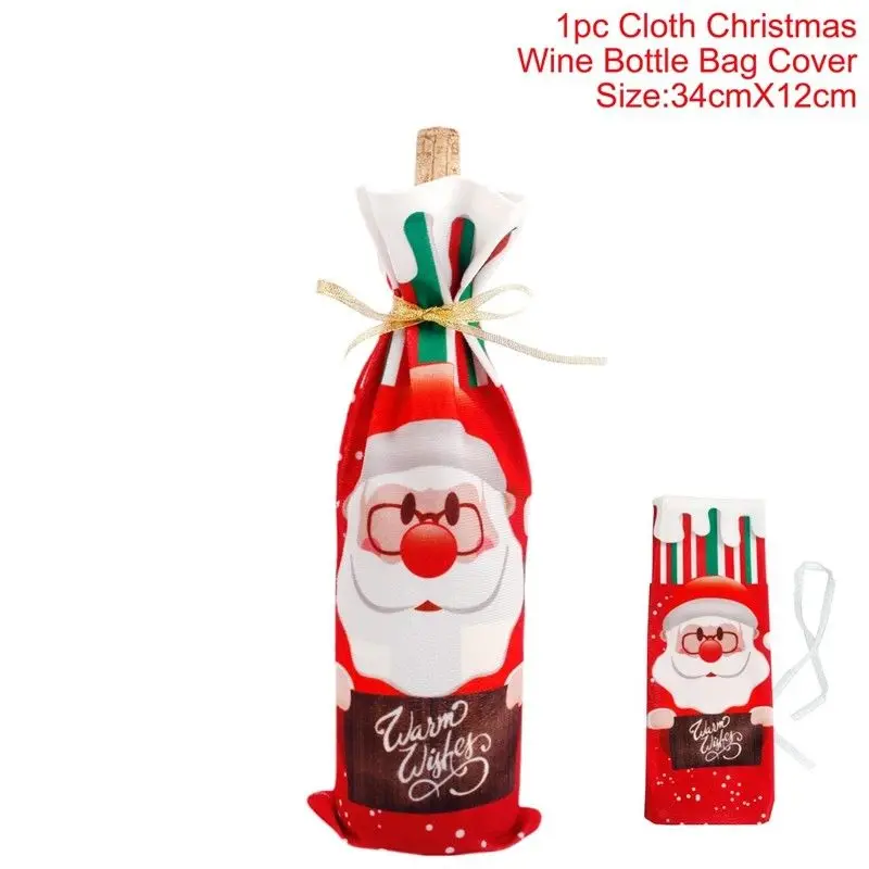 Juego creativo de botellas de vino navideñas, fundas para botellas de vino con vestido de terciopelo dorado, funda para Papá Noel, muñeco de nieve, decoración para la mesa de la cena de Navidad y Año