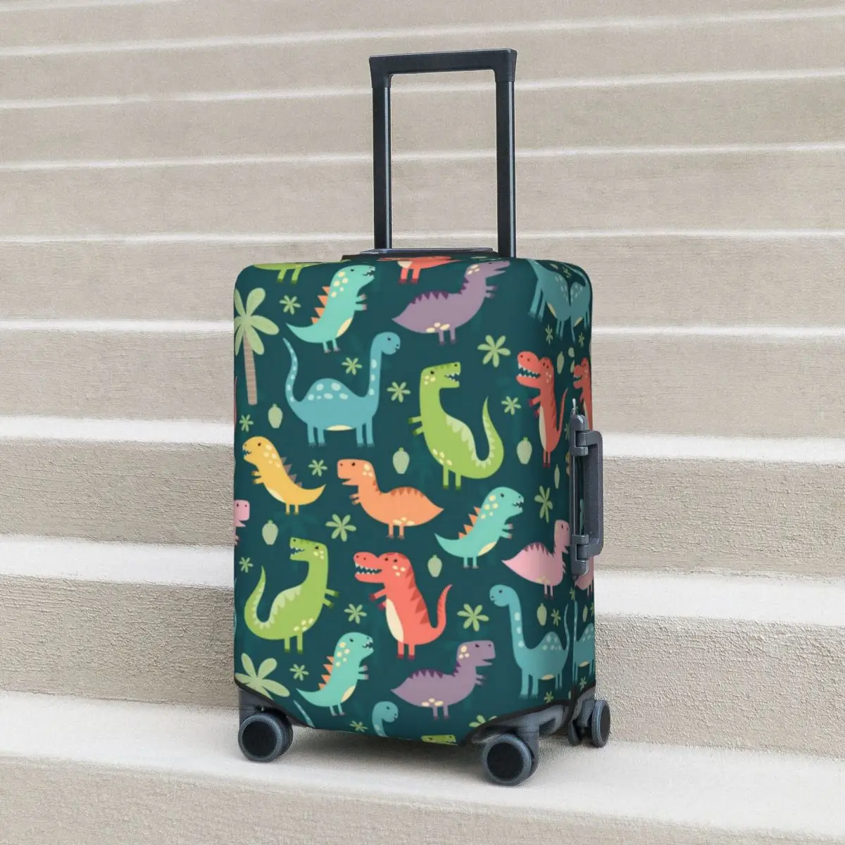 Cute Colorful Dinosaurs Suitcase Cover Tyrannosaurus Rex Dinosaur Capri Business Holiday Fun Luggage Accesories Protector
