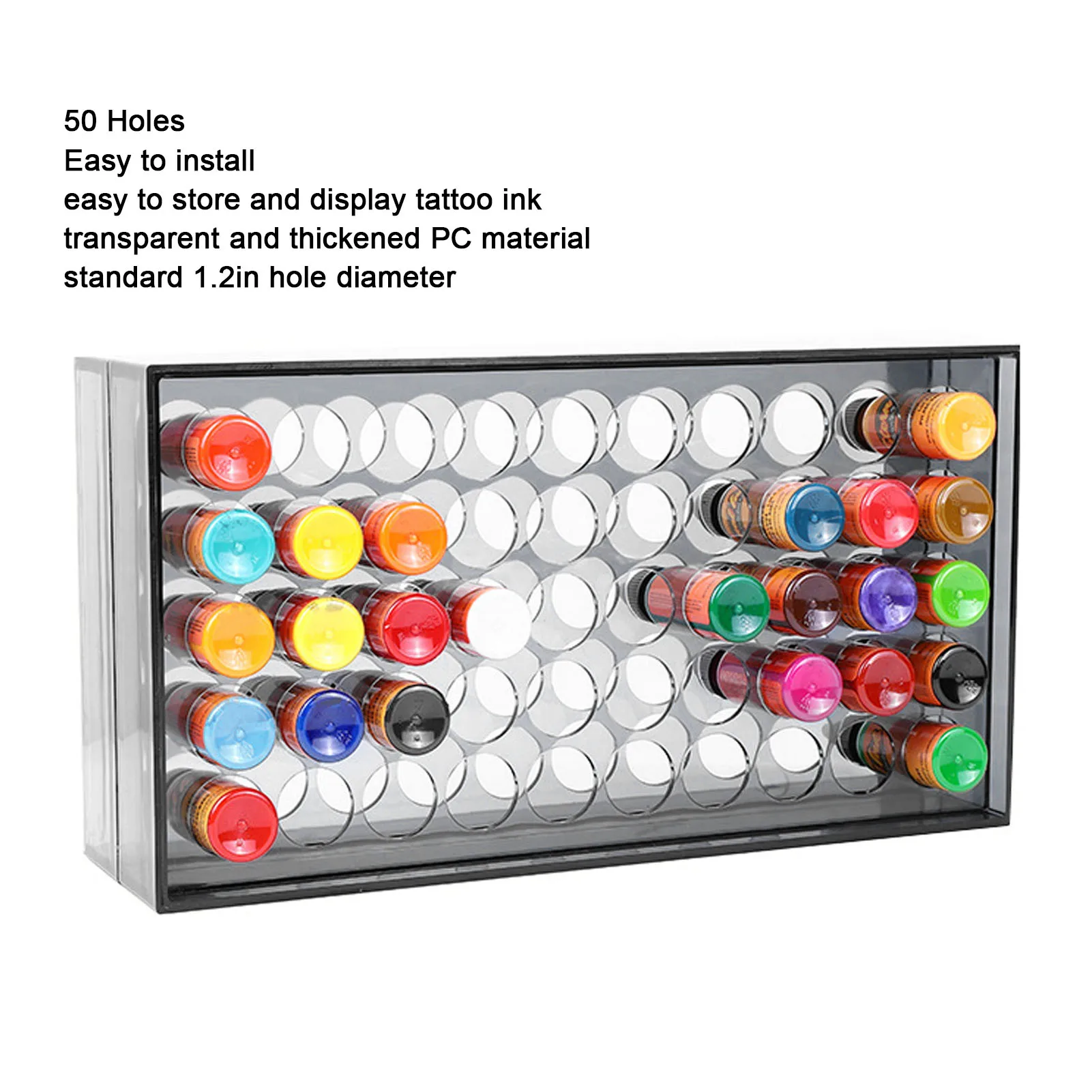 50 Holes Tattoo Ink Display Stand Holder PC Cosmetic Tattoo Ink Bottle Holder  Tattoo Ink Organizer Storage Box Rack Supplies billiard cue rack bar billiards supplies wall frame rod frame clamp pool cue snooker 2 holes 3 holes 4 holes 5 holes