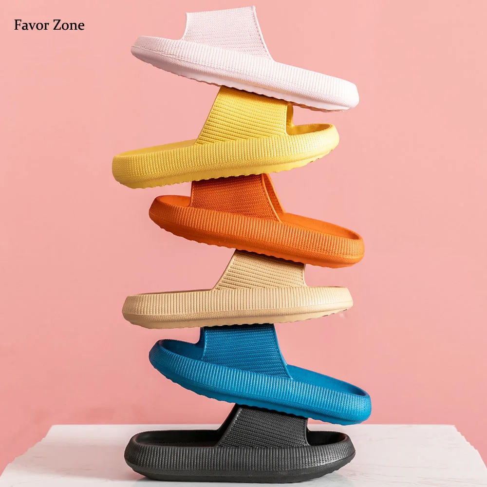 Women Summer EVA Soft Sole Cloud Slippers Thick Platform Home Indoor Beach Slippers Anti-Slip Bathroom Slipper Slides Sandals