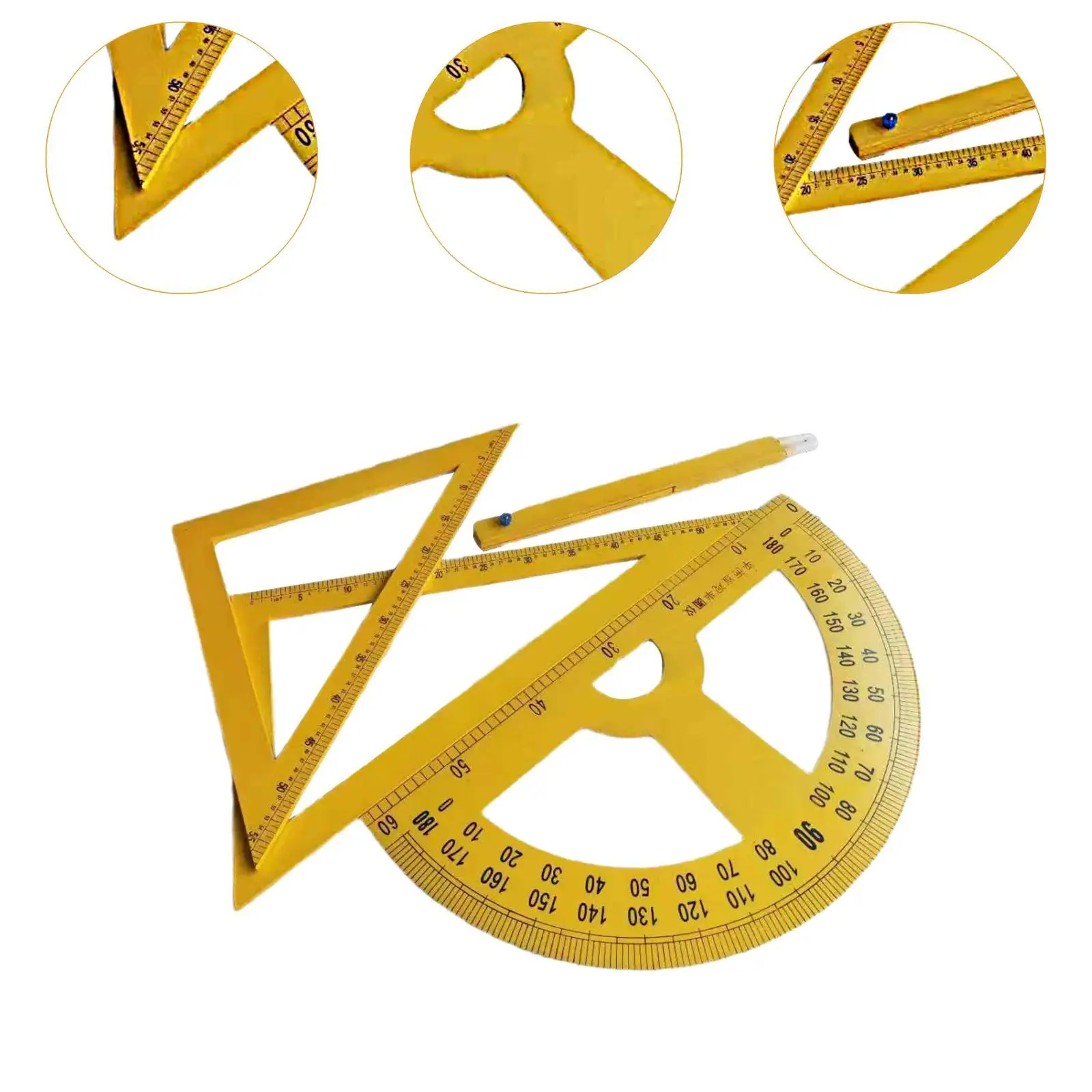 4 Pieces Whiteboard Geometry Tool Set,Multifunction Teaching Ruler,Drawing Math Geometry Tool