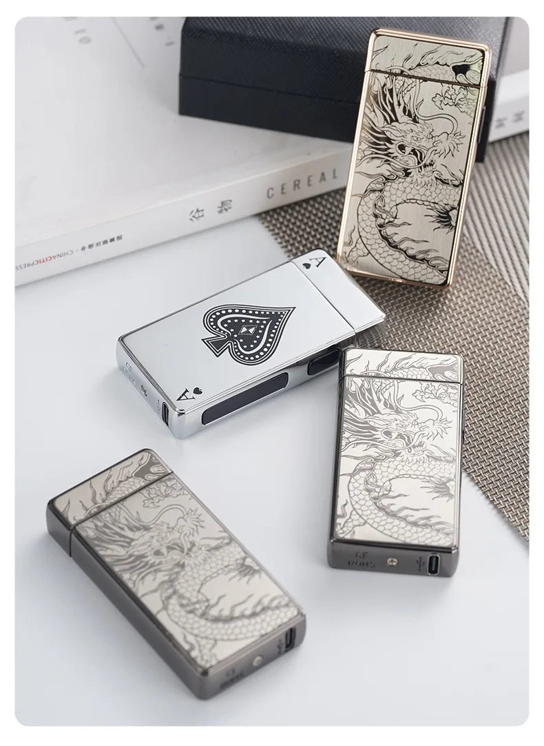 2025 Metal Type-c Charging Double Fire Arc Pulse Electronic Lighter Power Display High Value Gift Cigarette Accessories