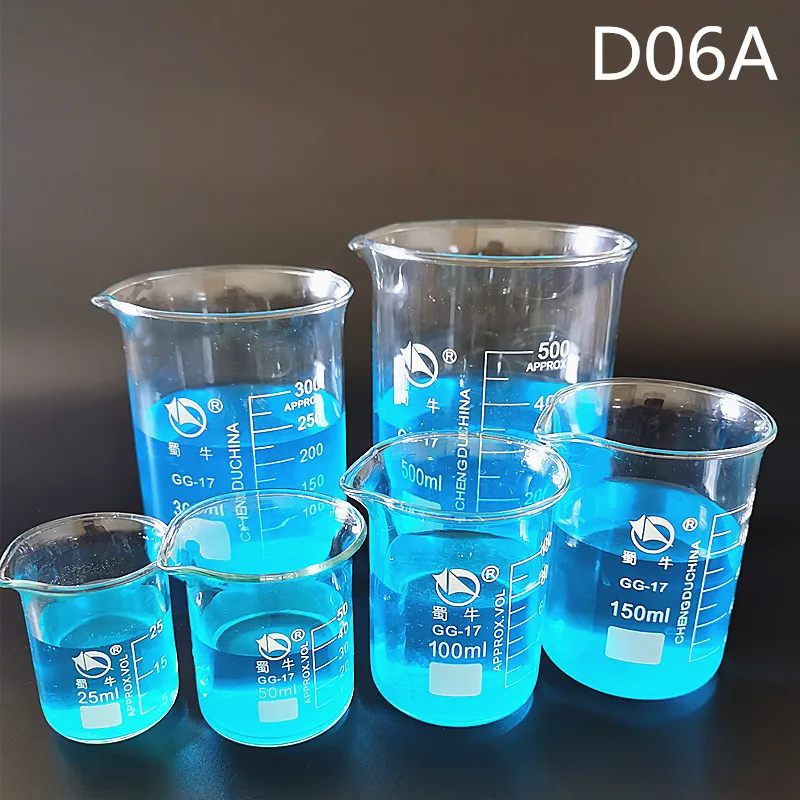 All Sizes 1Set Low Form Beaker Measuring Glass Chemistry Lab Borosilicate Glass Transparent Beaker
