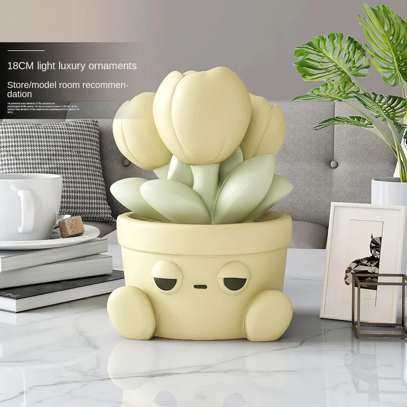 

Cartoon Tulip Flowerpot Decoration Living Room and Home Decorations Girls Gifts Moving into the New House