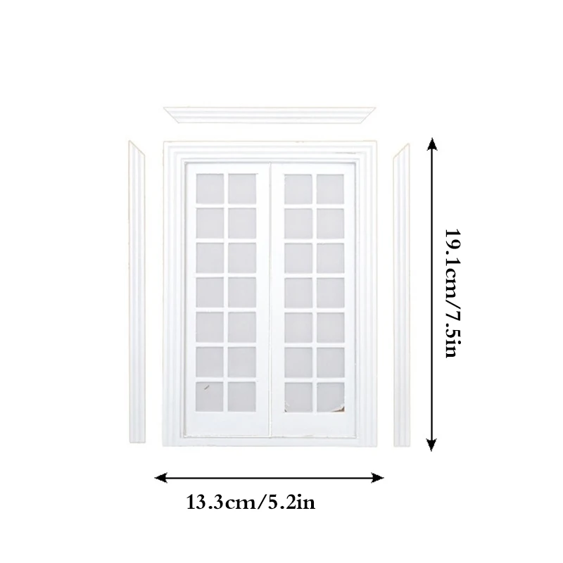 1:12 Dollhouse Wooden Window Door Frame Miniature Doll House Furniture Toys Dollhouse Miniature Window Panel Play House 6