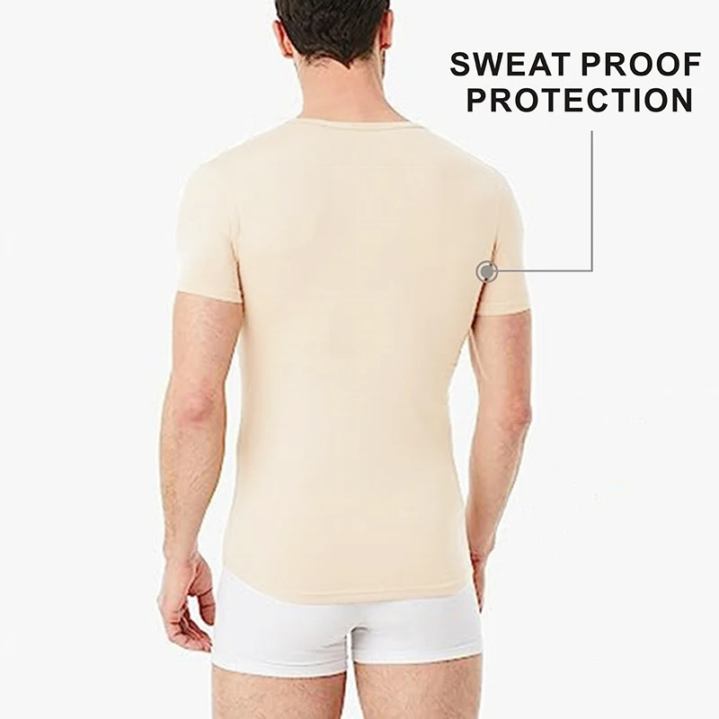 

Modal+Spandex Sweatproof High Quality Deep V-neck Men Underwear Sweat White Fashion Sport Gym Muscle Undershirt In Pad