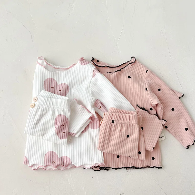 Baby Pajama Set MILANCEL Spring Baby Pajama Set Dot Print Infant Girls Sleeper Wear Toddler Girls Indoor Clothes Suit