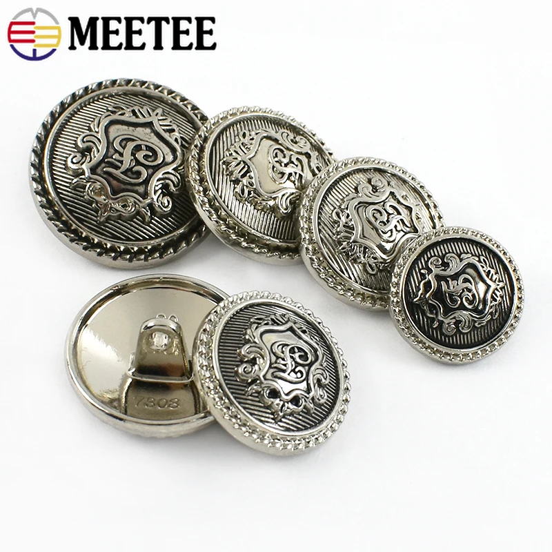 10/30Pcs Meetee 실버 레트로 라운드 금속 단추 코트 자켓 진 장식 버클 의류 가방 바느질 단추 DIY 의류 액세서리