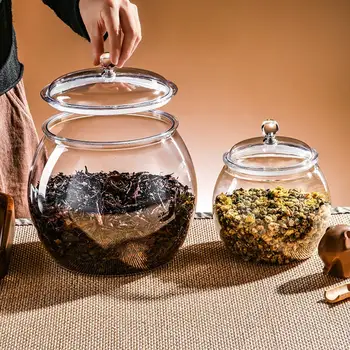 2pcs 1.1L  Flour Grains Candy & Cookie Plastic Jar Hard and Smooth Pot with Lids Clear Airtight Food Storage Canister