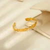 Stylish Gold Plated Stainless Steel Geometric Hammered Eeffect Open Bangle Unique Women Waterproof Jewelry 5