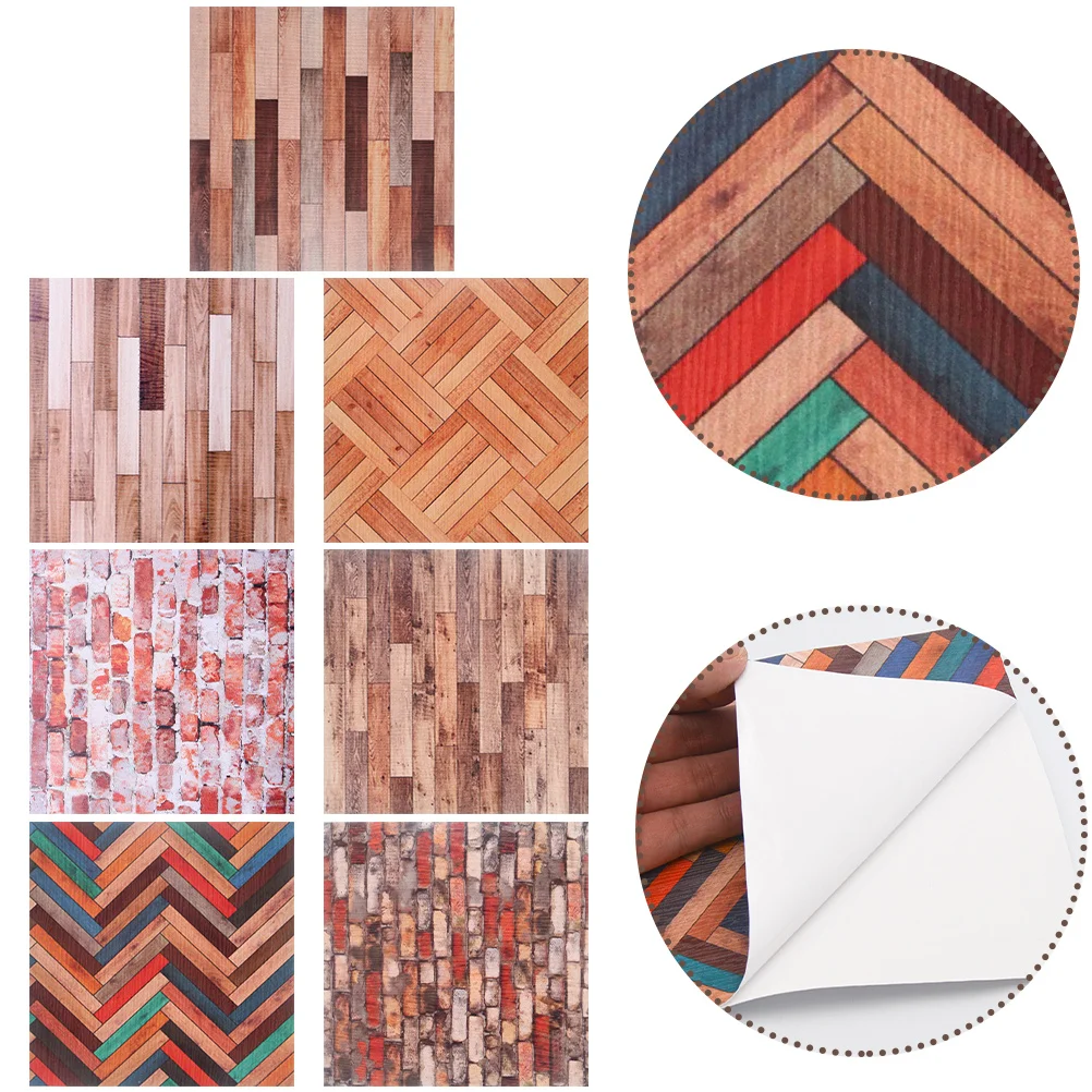 

7 Sheets House Wall Sticker Dollhouse Flooring 1 12 Scale Wallpaper Vintage Decor Accessories Mini