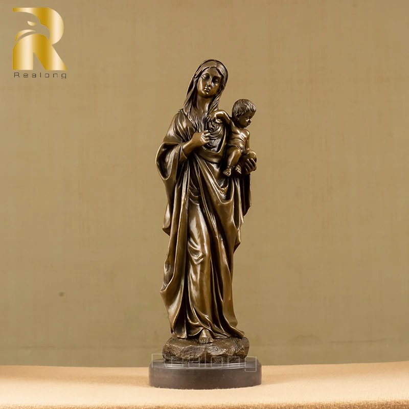 57cm Mother Madonna With Baby Jesus Bronze Sculpture Famous Bronze Statue of Madonna Virgin Mary