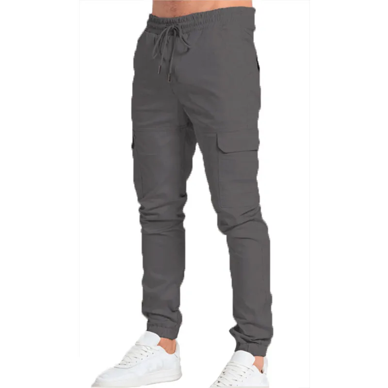 Summer KPOP Fashion Style Harajuku Slim Fit Trousers Loose All Match Casual Pants Cotton Solid Cross-Pants Pockets Men's Pants