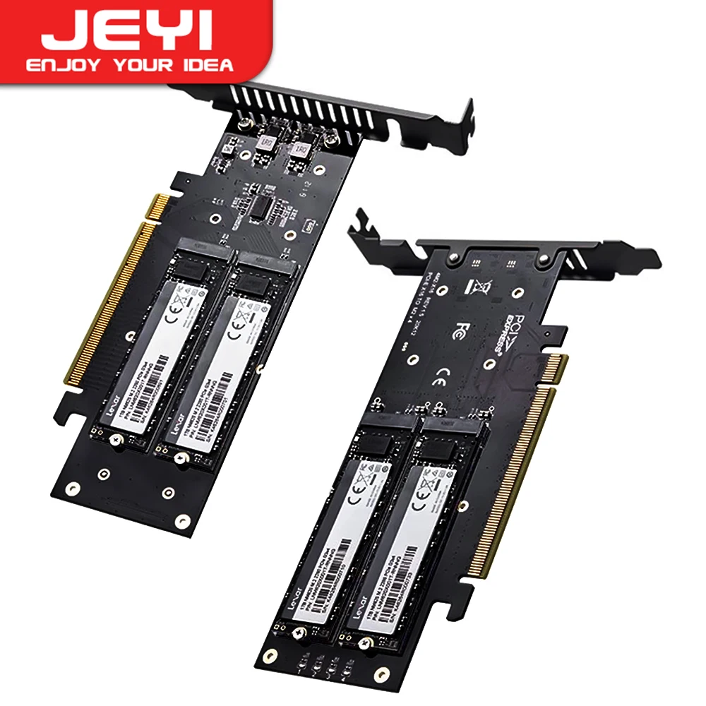 Dual Slot M.2 NVMe PCIe 4.0 X8 Adapter Card with ASM 1182E Chip, Only Work  with PCIe Splitter Function Motherboard