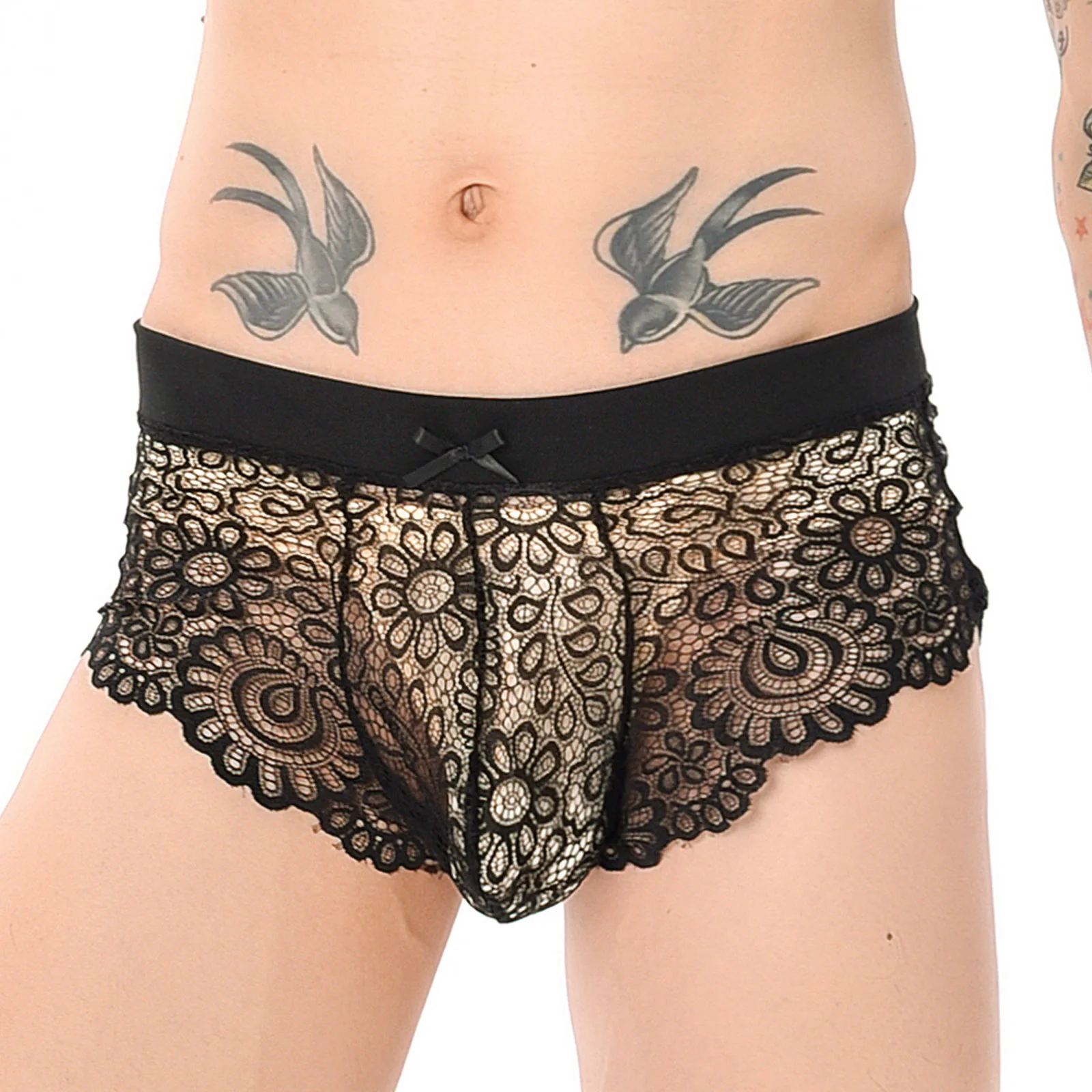 Men Sexy Underwear Men Stretch G String Panties Men Stretch Thong Underwear Lace Mesh Boxers Shorts