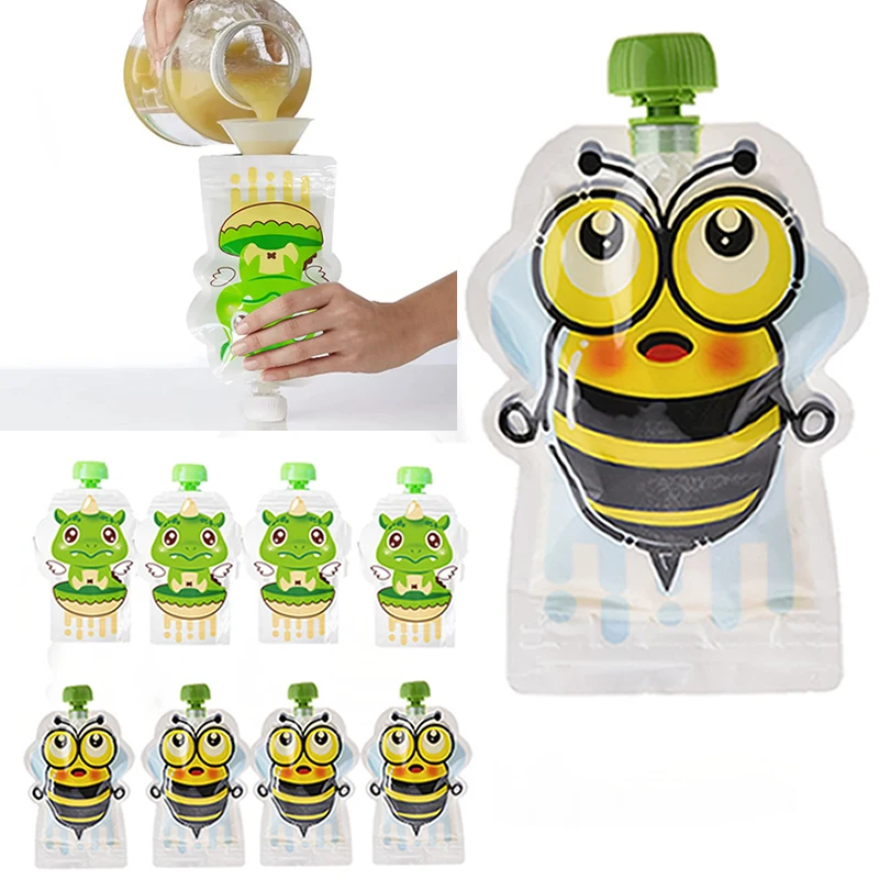 Baby food storage containers Portable food storage box Food pouch 8pcs Reusable Food storage bag Yogurt Milk Food pouches Refillable Kids toddlers Supplementary squeeze bottle Random