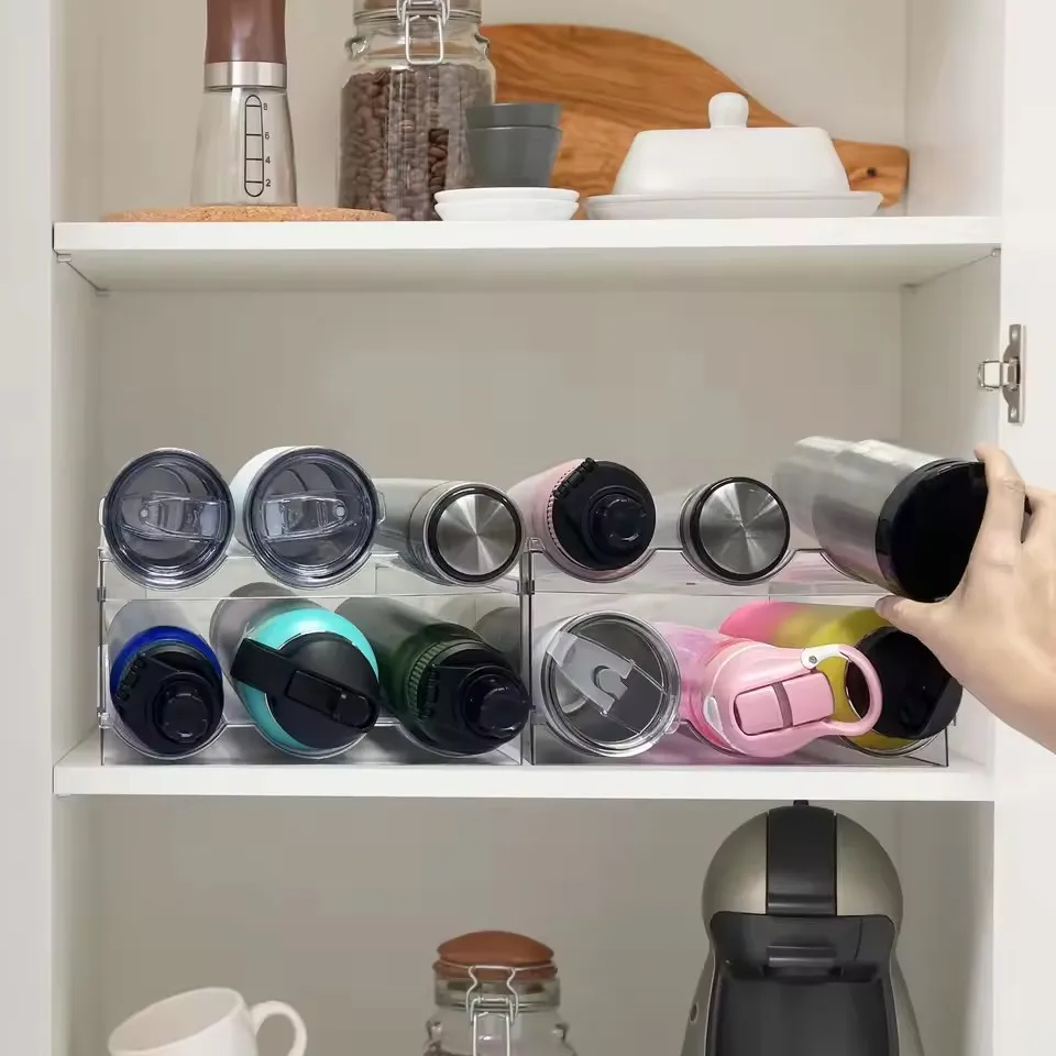Wine Rack for Refrigerator Water Bottle Organizer Storage Rack, Holder for Kitchen Cabinet Tumbler Mug Cup Organizer 3