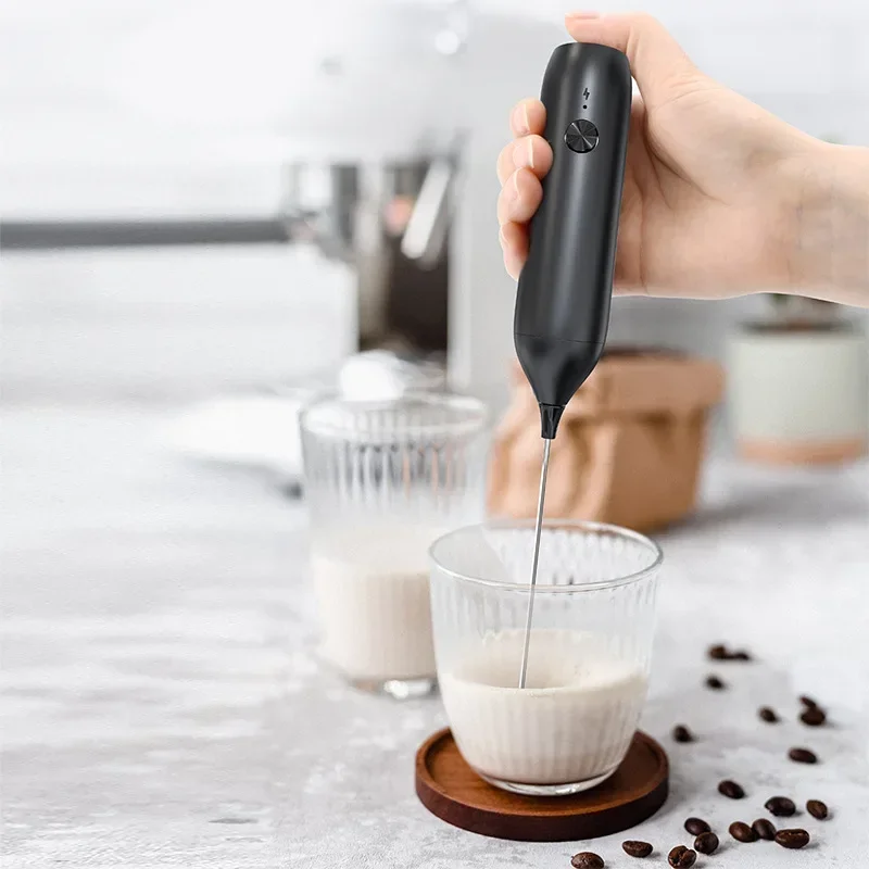 Milk Frother Electric Blender Handheld Mini Rechargeable Frother Wand for Coffee Beverage Blender, Cappuccino Frother Foam Maker 3