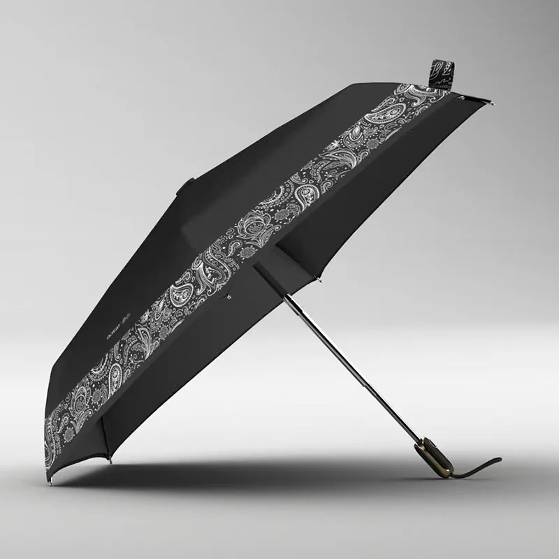 OLYCAT Summer Automatic Umbrella for Women Paisley Style Folding Sun Umbrella Shade UV Protection Flat Parasol Umbrellas UPF50+