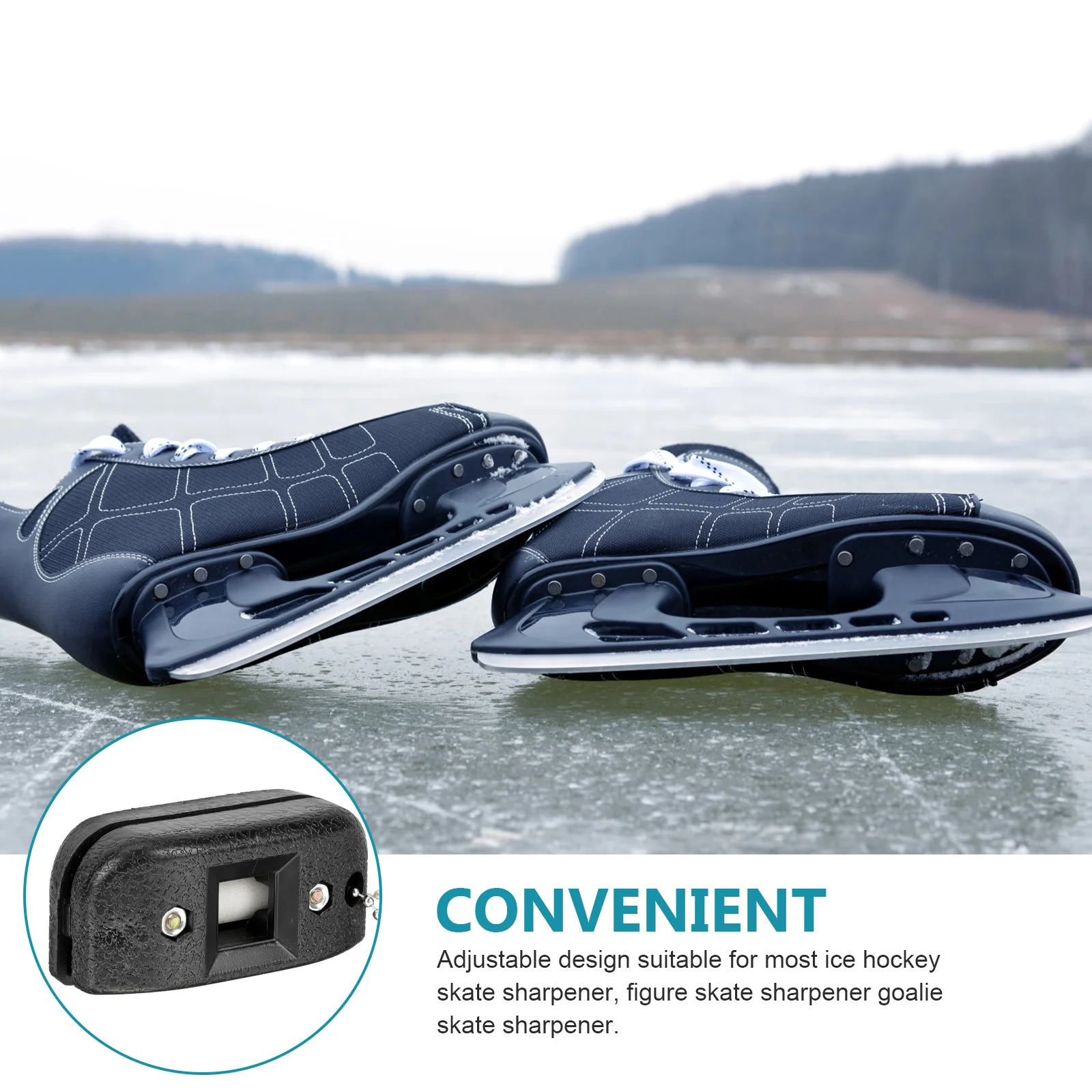 Adjustable Ice Skate Sharpener Portable Grindstone Figure Skating Blades Hockey Skate Tool Sharpening Supplies Black Shoe