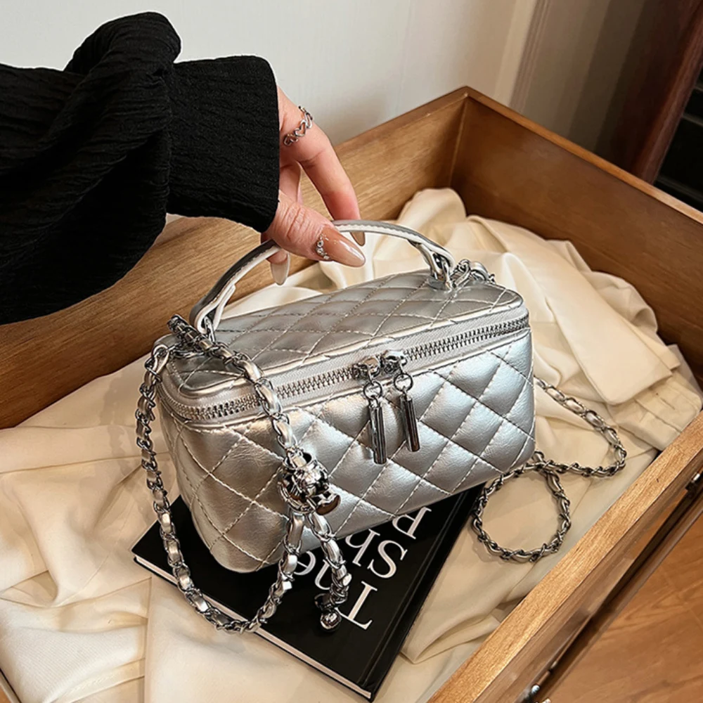 ALWINA™ - TRENDY CONTRAST STITCHING SMALL SQUARE SHOULDER BAG main image 0