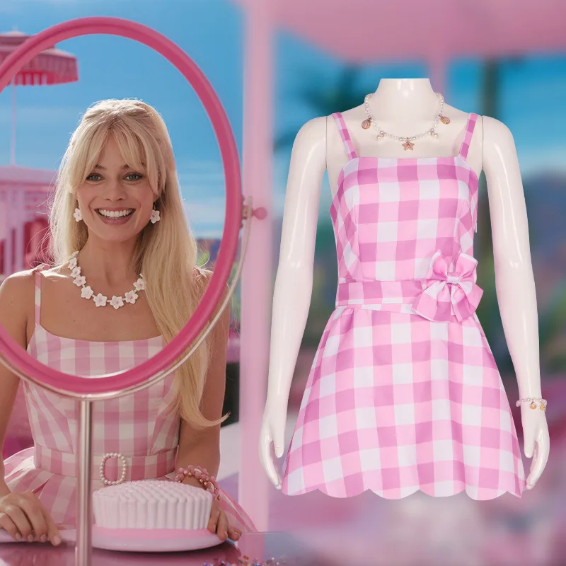 Filme Barbie Cosplay Fantasia Rosa Vestido xadrez Halloween Fantasia  Fantasia Fantasia Carnaval Para Adultos Crianças