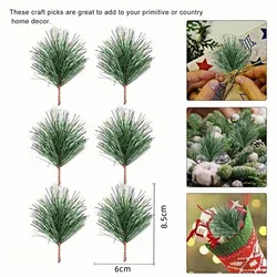 Artificial Green Pine Needle Picks for Festive Christmas and Holiday Decor (10 - 100pcs) (6x8.5cm)