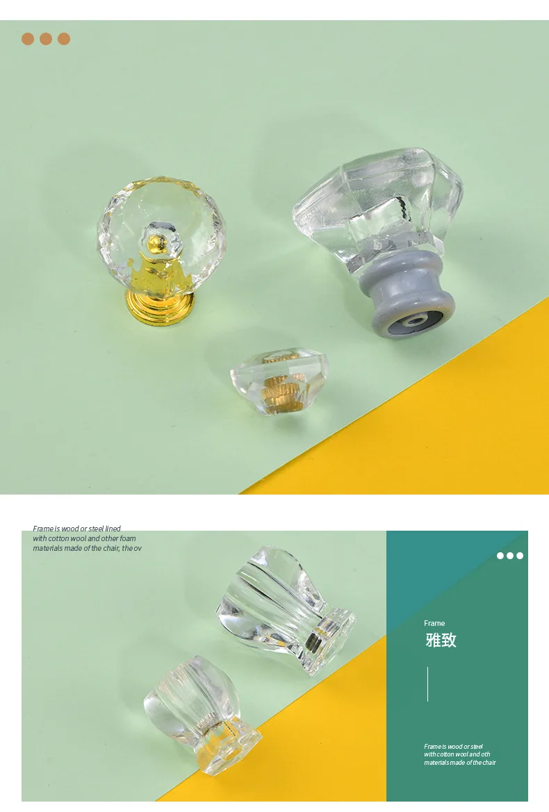 Description Picture 6 of itemFurniture European and American clothing cabinet door acrylic crystal diamond drawer single hole plastic handle