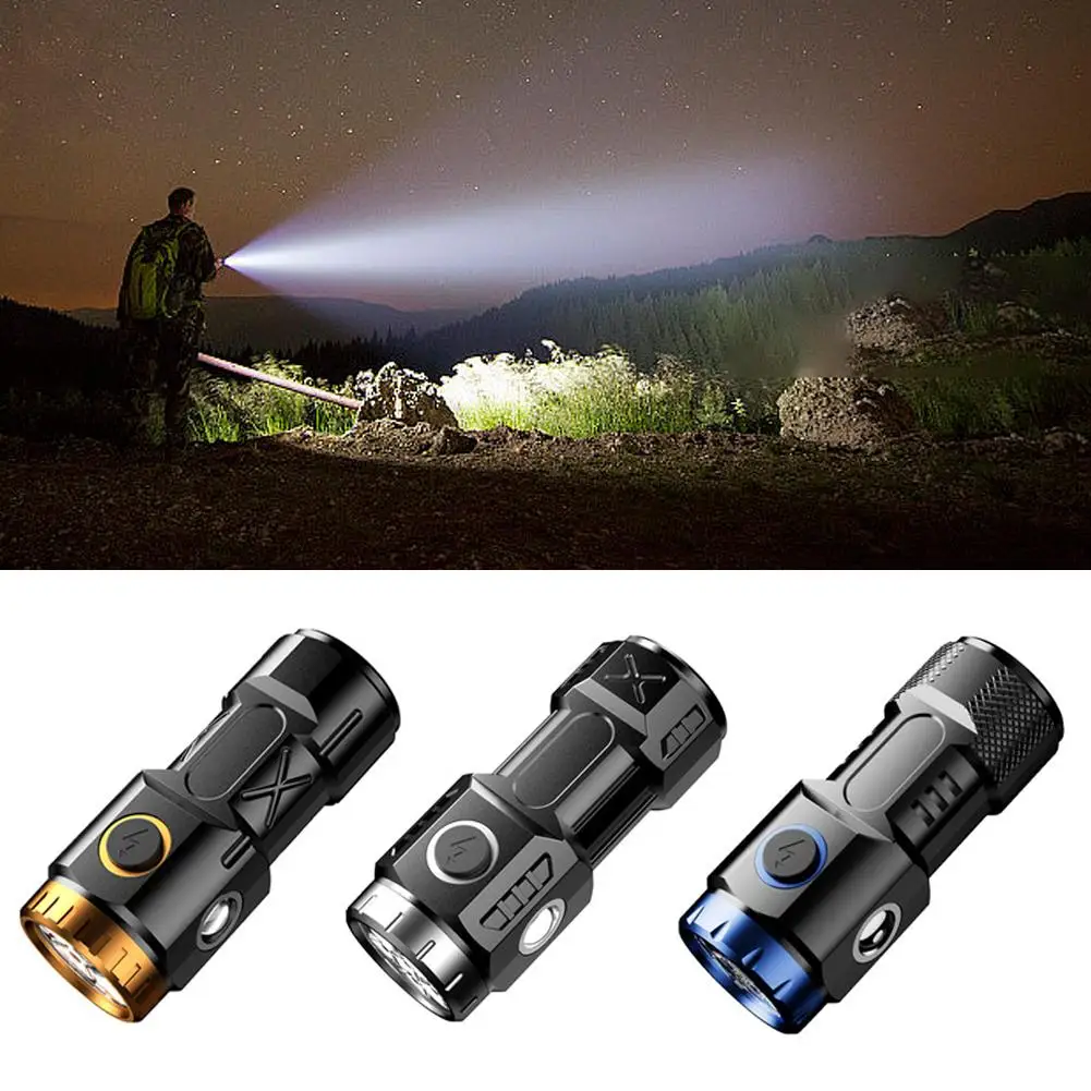 

Flashlight Led Strong Light Rechargeable Portable Camping Lighting Lantern Use Outdoor Waterproof With Magnet Equipment Z1H8