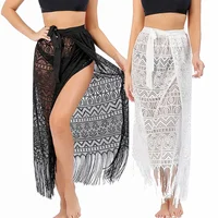 Women Lace Long&Short Sarongs  Tassels Hem Bikini Cover Ups Beach Swimsuit Bathing Suit Wrap Skirt for Swimwear