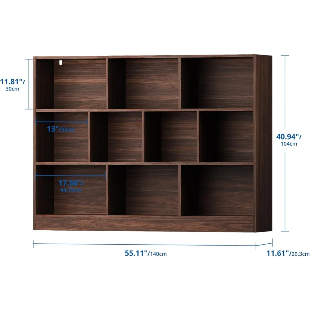 Bookshelf, 3-Tier Open Shelf Bookcase, 10 Cube Storage Organizer with Anti-Tilt Device for Bedroom Living Room 2
