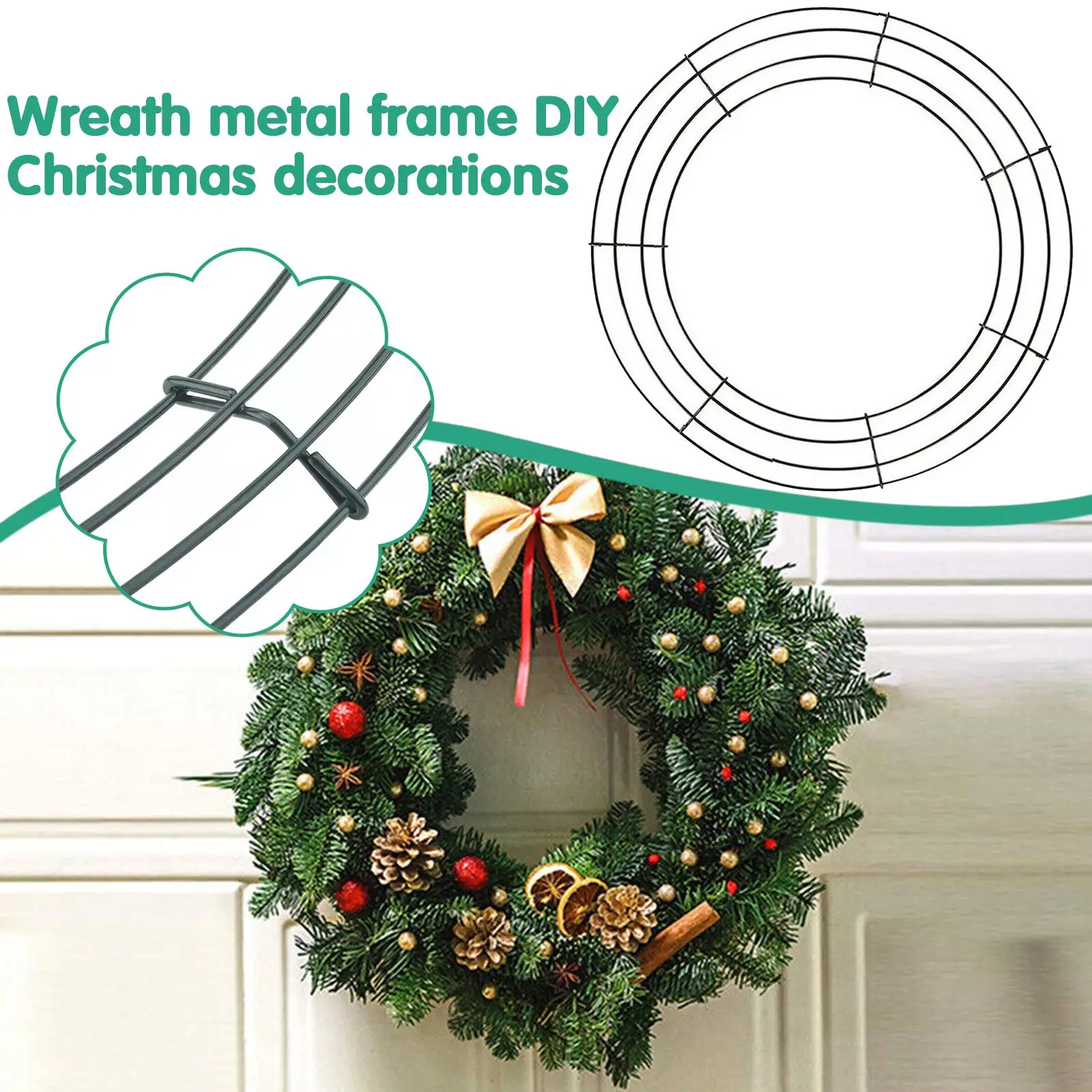

Metal Round Hoop DIY Christmas Decoration Wire Wreath Frame Wall Hanging For Wedding Valentine Decorations W8J1