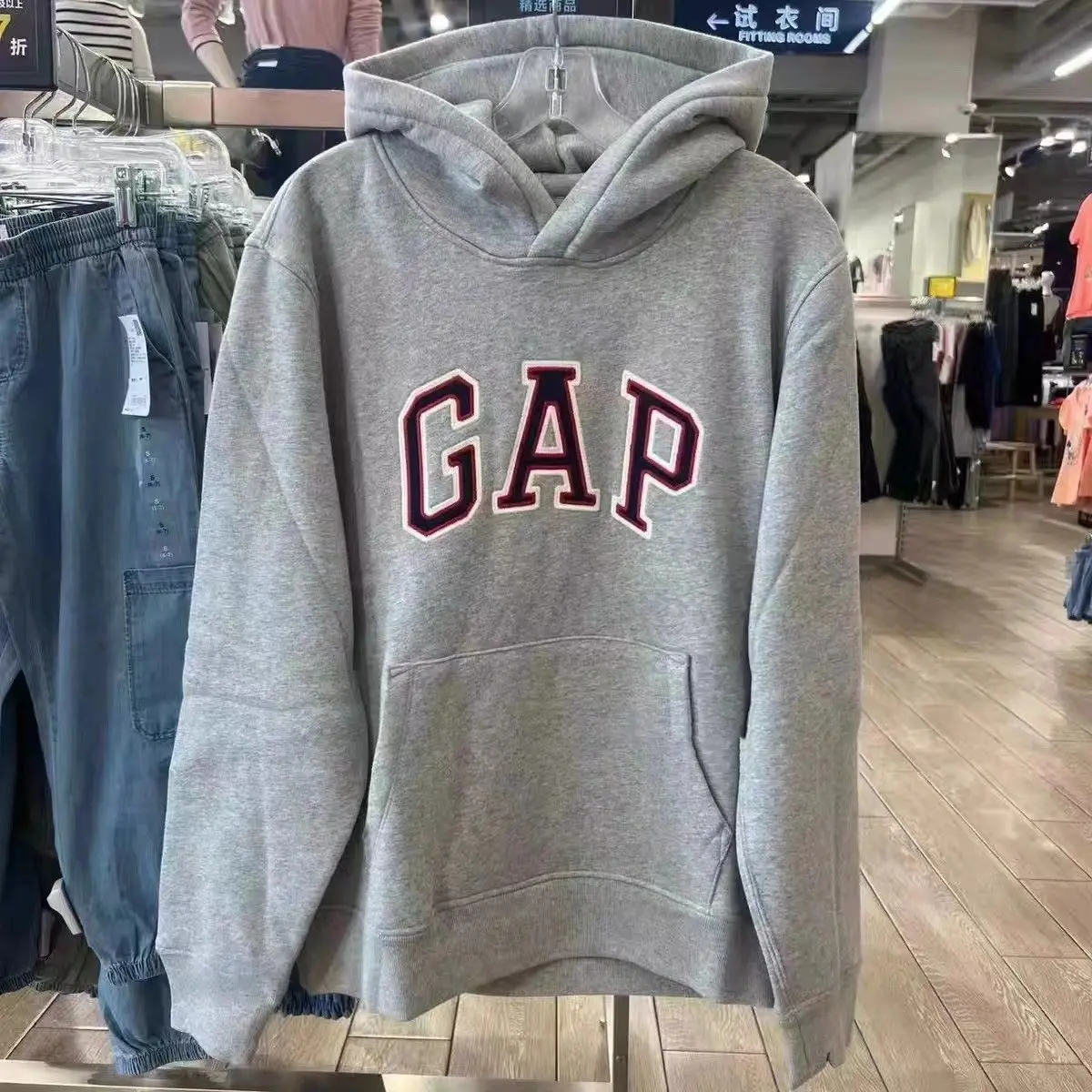 GA New Autumn and Winter Neutral Loose Print Hooded Sweatshirt Casual Pure Cotton