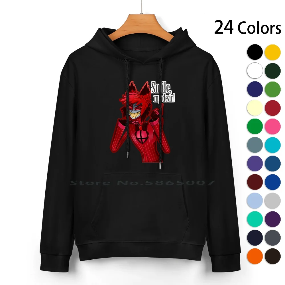 

Smile , My Dear! Pure Cotton Hoodie Sweater 24 Colors Alastor The The Happy Hotel Demon Radio The Radio Demon Smile 100% Cotton