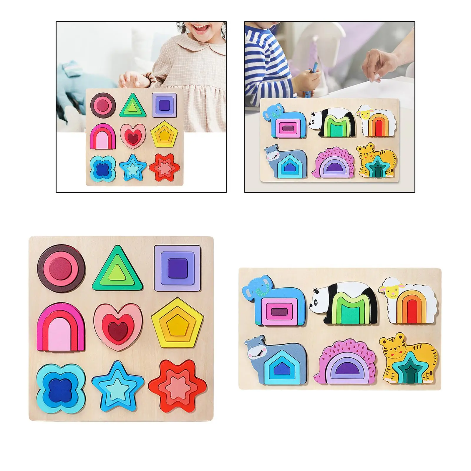 

Shape Color Cognition Puzzles Wooden Shape Sorter for Kids Toddlers Girls
