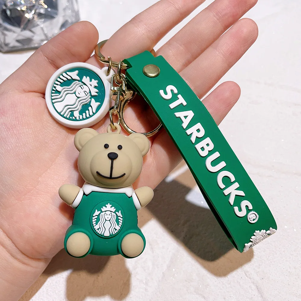 2023 Starbucks Green-Milk Tea Cups Keychain Cartoon 3D Doll Car Keychain  Pendant