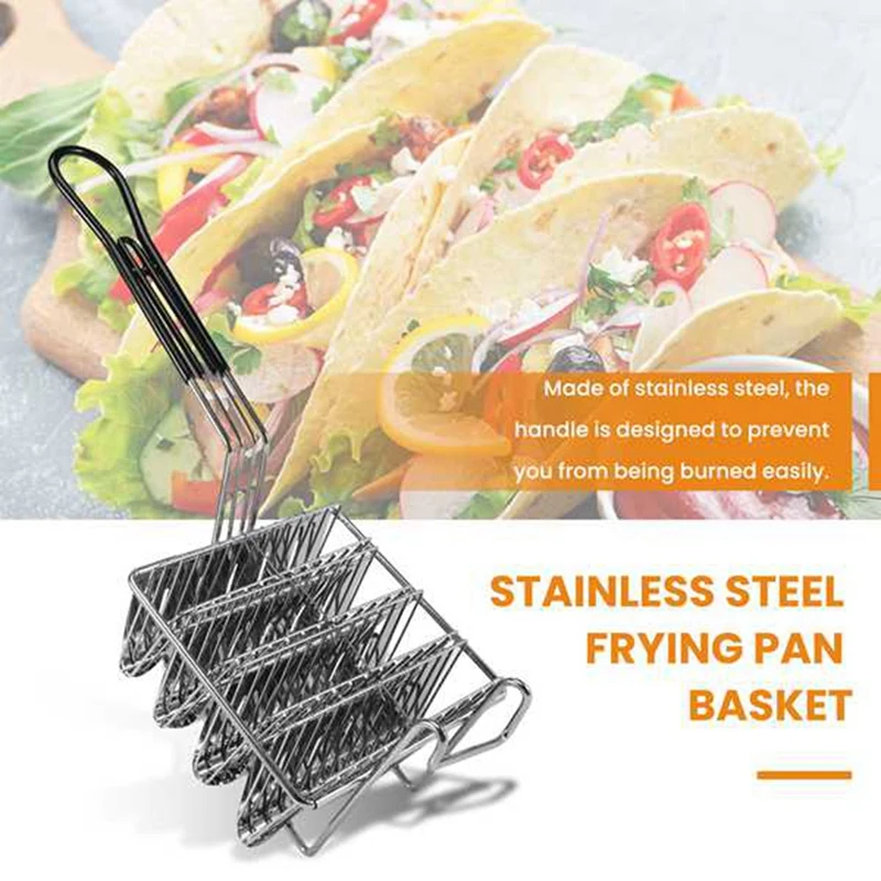 

2Pcs Taco Fryer Basket, Taco Shell Fryer, Holds Shells Deep Fryer Taco Holders Basket With Grip Handle