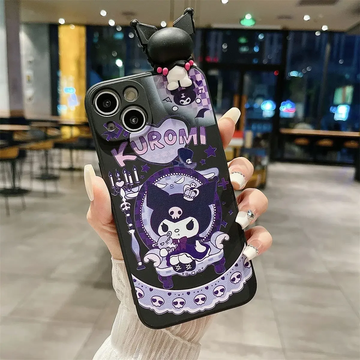 thumbnail image 1 of Sanrio Kuromi Cute Phone Cases For iPhone 15 14 13 12 11 Pro Max Mini XR XS MAX 8 X 7 SE Plus Anti-drop Soft Silicone Cover, 1 of 5