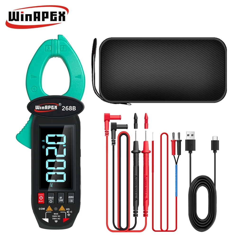 Leakage Current Detect Clamp Meter 0.1mA True RMS 60A AC DC Current Voltage Temp Type-C Screen Rotation NCV Multimeter WinAPEX digital multimeter,clamp meter