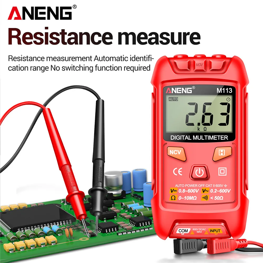 Digital Multimeter Multimeter Tester Analog Multimeter ANENG M113 Pocket Portable Multimeter Tester 1999 Counts Mini Multimeters AC/DC Voltage Auto Machine Multitester Tool
